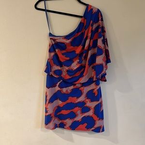 Jessica Simpson One Shoulder Short Cocktail Cheetah Dress